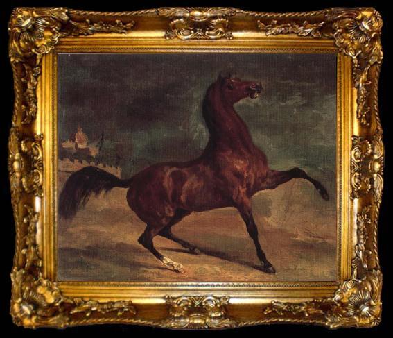 framed  Alfred Dehodencq Horse in a landscape, ta009-2